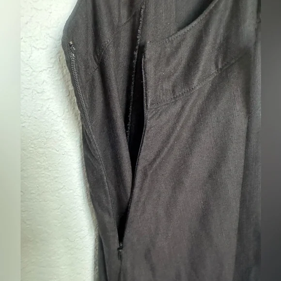 Anthropologie Midi Black Strappy Modern Pinafore Cotton Blend Apron Dress Size 8 - Picture 14 of 15